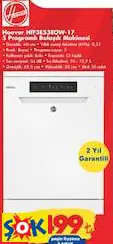 HOOVER HFF3E53EOW-17 5 PROGRAMLI BULAŞIK MAKİNESİ